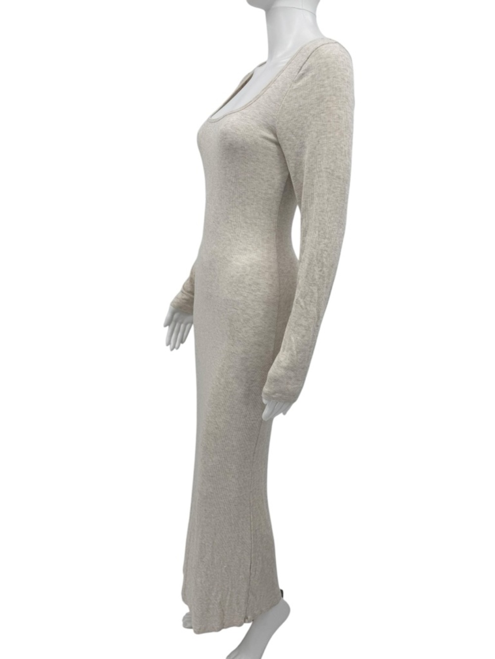 The Group Babaton Luxe Lounge Temptation Cream Long Sleeve Ribbed Maxi Dress L - Picture 4 of 7